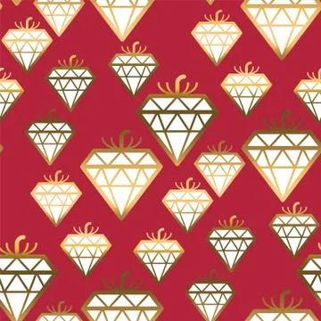 Luxury geometry strawberry seamless pattern Illustrazione stock