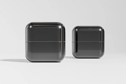 Luxury glossy black cubic shape cream jar mockup Stock Illustration