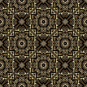 Luxury gold 3d seamless pattern. Vector arabesque mandalas beautiful backgrou Illustrazione stock