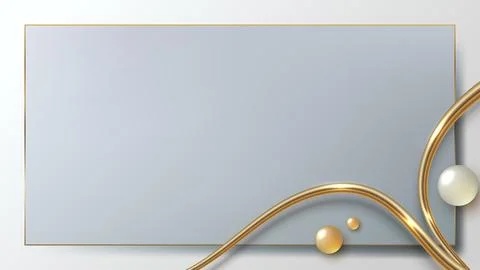Luxury gold background template with 3d metallic rings spheres and white pe.. Stock Illustration