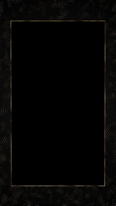 Luxury gold border background black blank center, dotted sparkle pattern, and Stockbeeldmateriaal 333861029