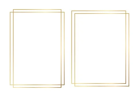 Luxury gold borders with glowing gradient effect, rectangular curved frames Stock Illustration