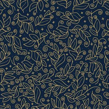 Luxury gold Cute vector leaf seamless vector pattern. Abstract print with lea 스톡 일러스트