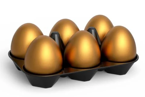 Luxury gold eggs standing in plastic tray for morning breakfast Stock Illustration