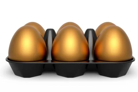 Luxury gold eggs standing in plastic tray for morning breakfast Stock Illustration