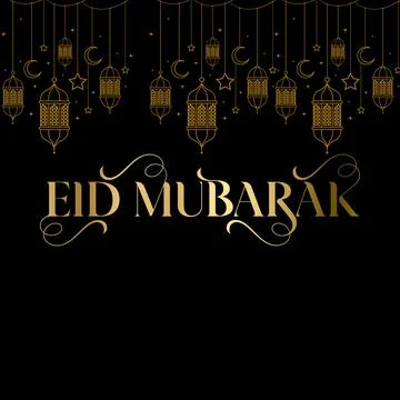 Luxury Gold Eid Mubarak vector  on Black Background 스톡 일러스트