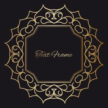 Luxury gold frame on black background Stock Illustration