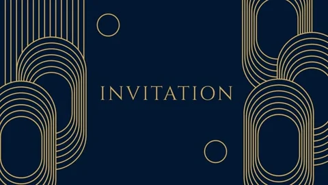 Luxury gold frame with invitation text on dark blue background Vidéo 339802233