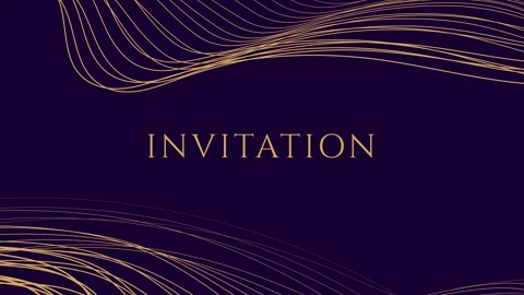 Luxury gold frame with invitation text on dark purple background Vidéo 339802250