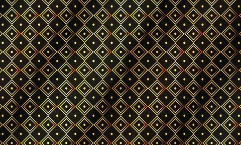 Luxury gold geometric diamond pattern on dark background with wave shadow effect Stock Illustration