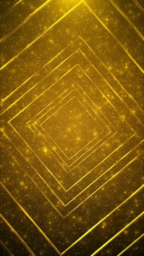 Luxury gold geometric frame visual layered square lines, glowing particles Stock Footage 340084452