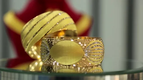 Luxury Gold Hand Bangle Bracelets Stock Footage 339706909
