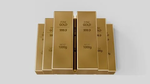 Luxury Gold Ingots Stack Studio Background Stock Illustration