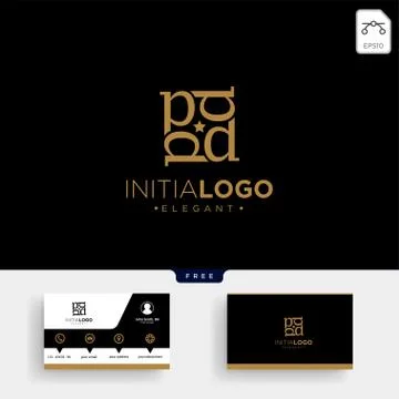 Luxury gold initial D logo template and business card Stock Illustration