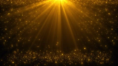 Luxury gold light rays background sparkling dust, overhead shine, dark center el Stock Footage 340413933