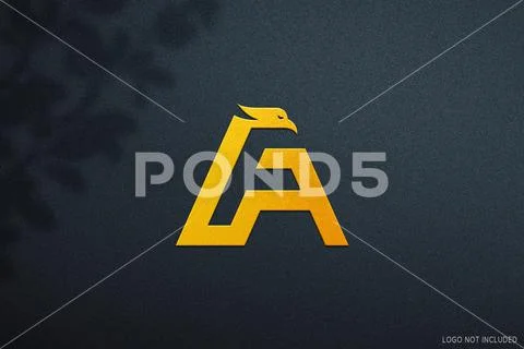 Luxury Gold Logo Mockup on Black texture background PSD Template