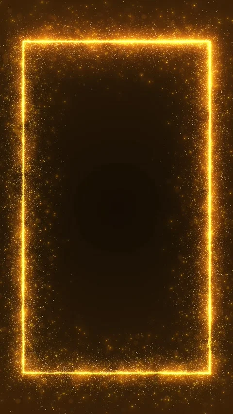 Luxury gold particle border rectangular outline, glitter dust, and clean dark Stock Footage 334127983