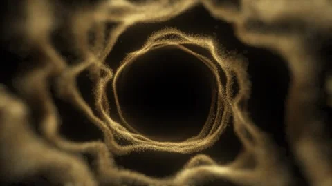 Luxury Gold Particle Vortex Loop with Spinning Strings and Black Center Stock Footage 336589278