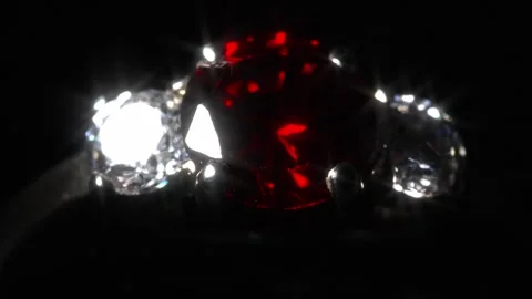 Luxury gold ring with ruby and diamonds. Stock Footage 327959874