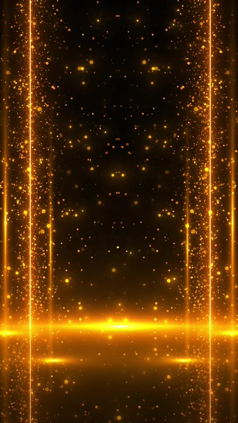 Luxury gold sparkle frame glowing side beams, floating particles, warm flare, da 動画素材 340476866