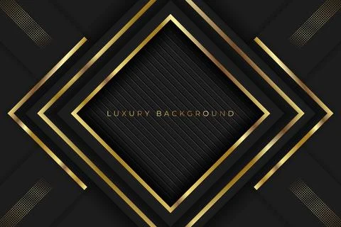 Luxury Gold square lined diagonal box VIP with black lined texture, abstract des Stock Illustration