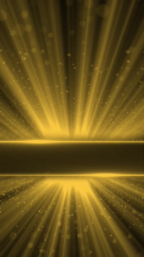 Luxury gold stage visual with warm horizon line, bright upward beams, glitter du 動画素材 340553487