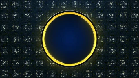 Luxury golden circle frame visual dark center, ring border, and dotted particle Stock Footage 340575868