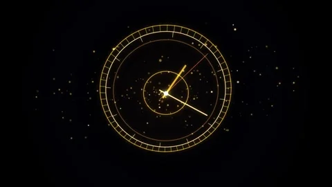 Luxury Golden Clock Time Lapse and Sparkling Dust Motion Graphic Loop Stock Footage 346333331