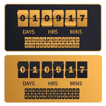 Luxury golden countdown clock digits board New year, Christmas or shopping sale Stock Illustration