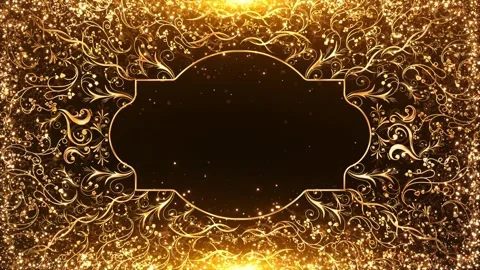 Luxury Golden Decorative Frame Elegant Floral Ornate golden floral frame sparkli Stock Footage 341906231
