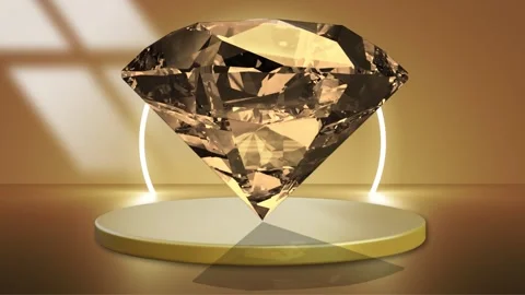 Luxury Golden Diamond Rotating on an Illuminated Display Stock Footage 289594792