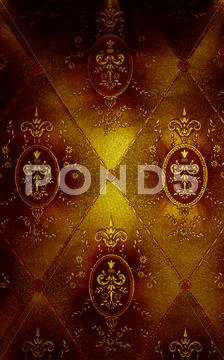 Luxury golden floral wallpaper Stock Illustration