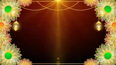 Luxury golden frame with flower and blue background Stock Footage 286222853