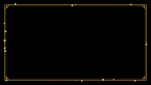 Luxury Golden Frame Glowing Line Border with Sparkling Particles Animation   Stock Footage 346048985