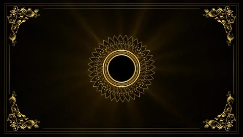 Luxury golden frame with starlight effect green screen background Stock Footage 294188019