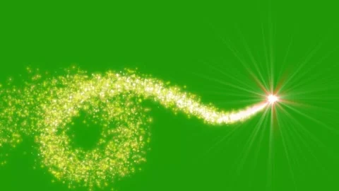 Luxury Golden Glitter Trail with Pixie Dust and Christmas Stars, Green Screen Video stock 337547772