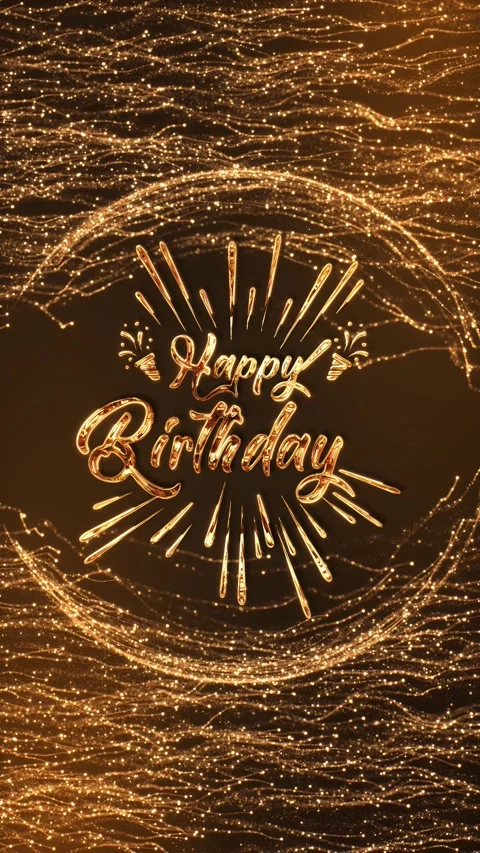 Luxury Golden Happy Birthday Script with Sparkling Particle Fountains Video stock 342632955