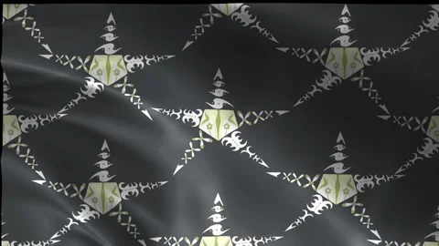 Luxury Golden Star Pattern on Waving Black Silk Background Stock Footage 339179963