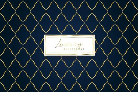 Luxury golden waved line pattern on blue background Stock-Illustration