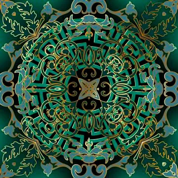 Luxury green Baroque seamless pattern. Vector ornamental round greek mandalas Illustrazione stock