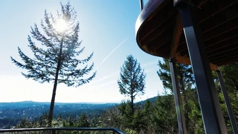 Luxury Home Deck View Pan Sunny Day Stock Footage 73216941