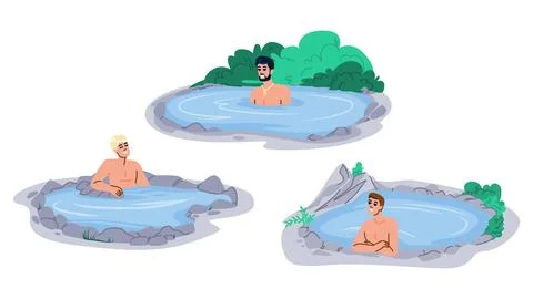 Luxury hot spring man vector Stock Illustration