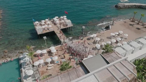 Luxury Hotel Platform by the Sea Stock Footage 282931467