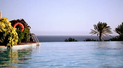 Luxury Hotel Pool  Stock Footage 1059819