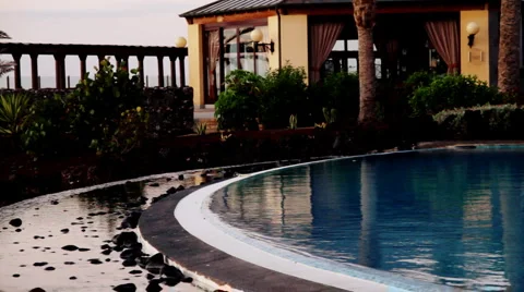 Luxury Hotel Pool Stock Footage