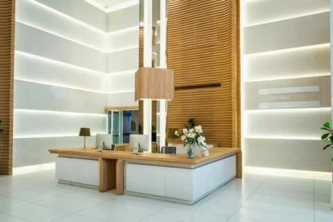 Luxury hotel reception lobby Stock Photos