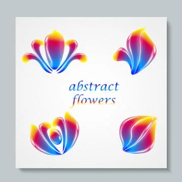 Luxury image logo Rainbow Abstract Flowers Set. Vector illusration Stock Illustration
