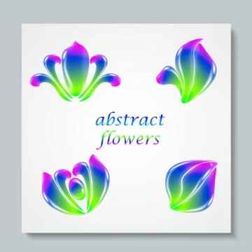 Luxury image logo Rainbow Abstract Flowers Set. Vector illusration Stock Illustration