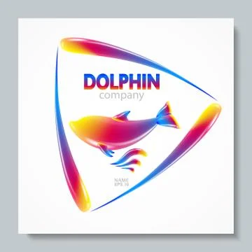 Luxury image logo Rainbow Dolphin. To design postcards, brochures, banners Stock Illustration