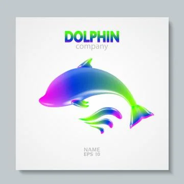Luxury image logo Rainbow Dolphin. To design postcards, brochures, banners Stock Illustration